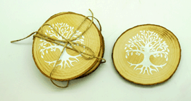 Set of 4 Tree of Life Wood Coasters